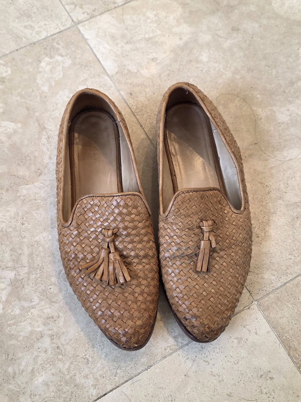 Nisolo Women's Tan Woven Tassel Loafers